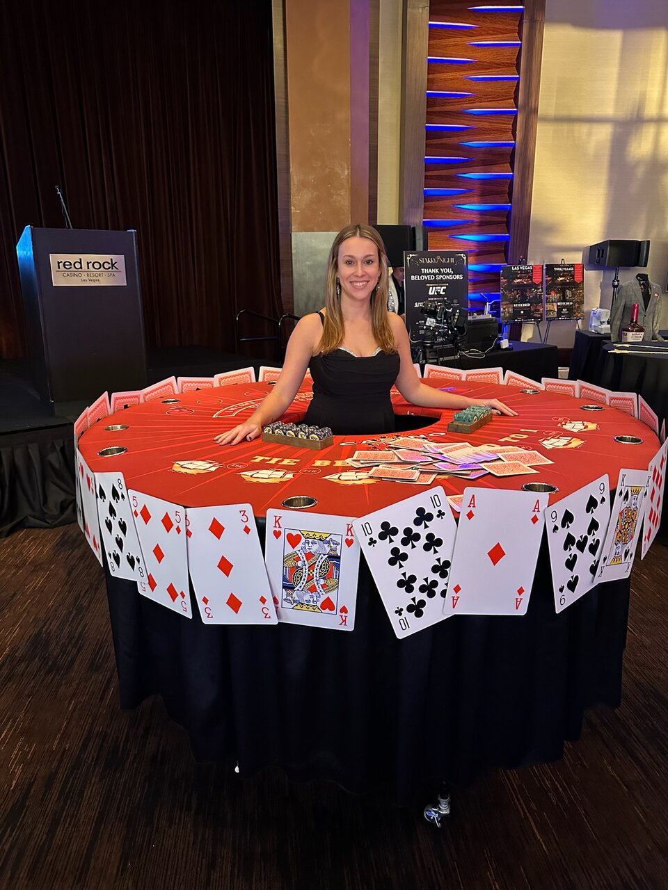 Dealer running a blackjack table at a Sacramento gala casino night