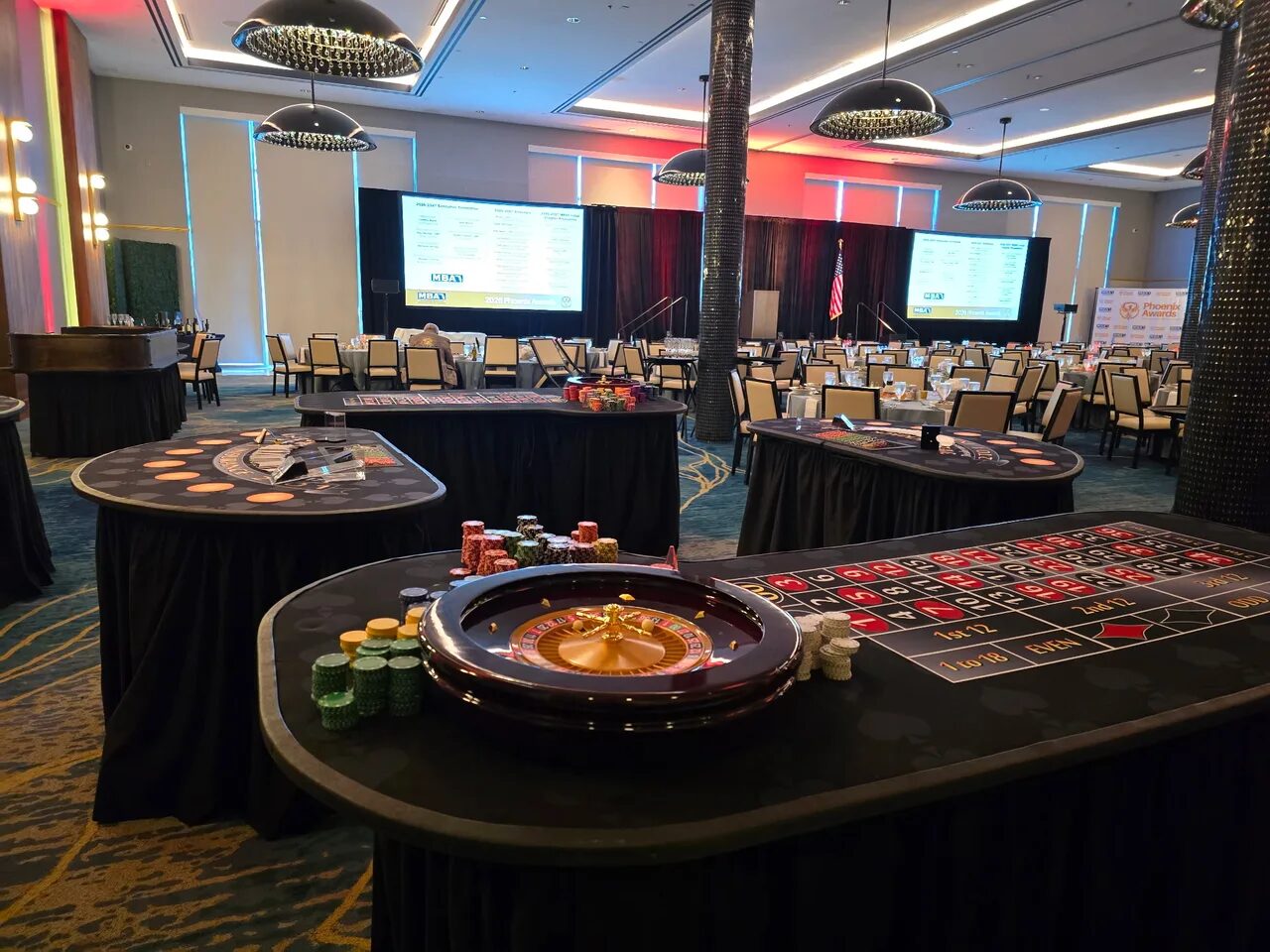 Roulette table at a Sacramento corporate gala casino party